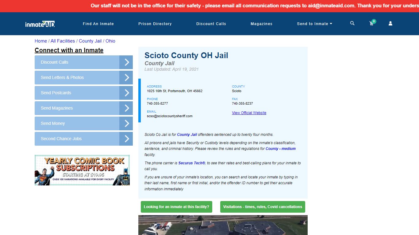 Scioto County OH Jail - Inmate Locator - Portsmouth, OH